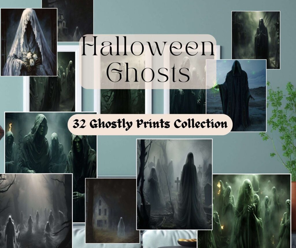 Halloween Ghost Prints Portrait Wall Art Print