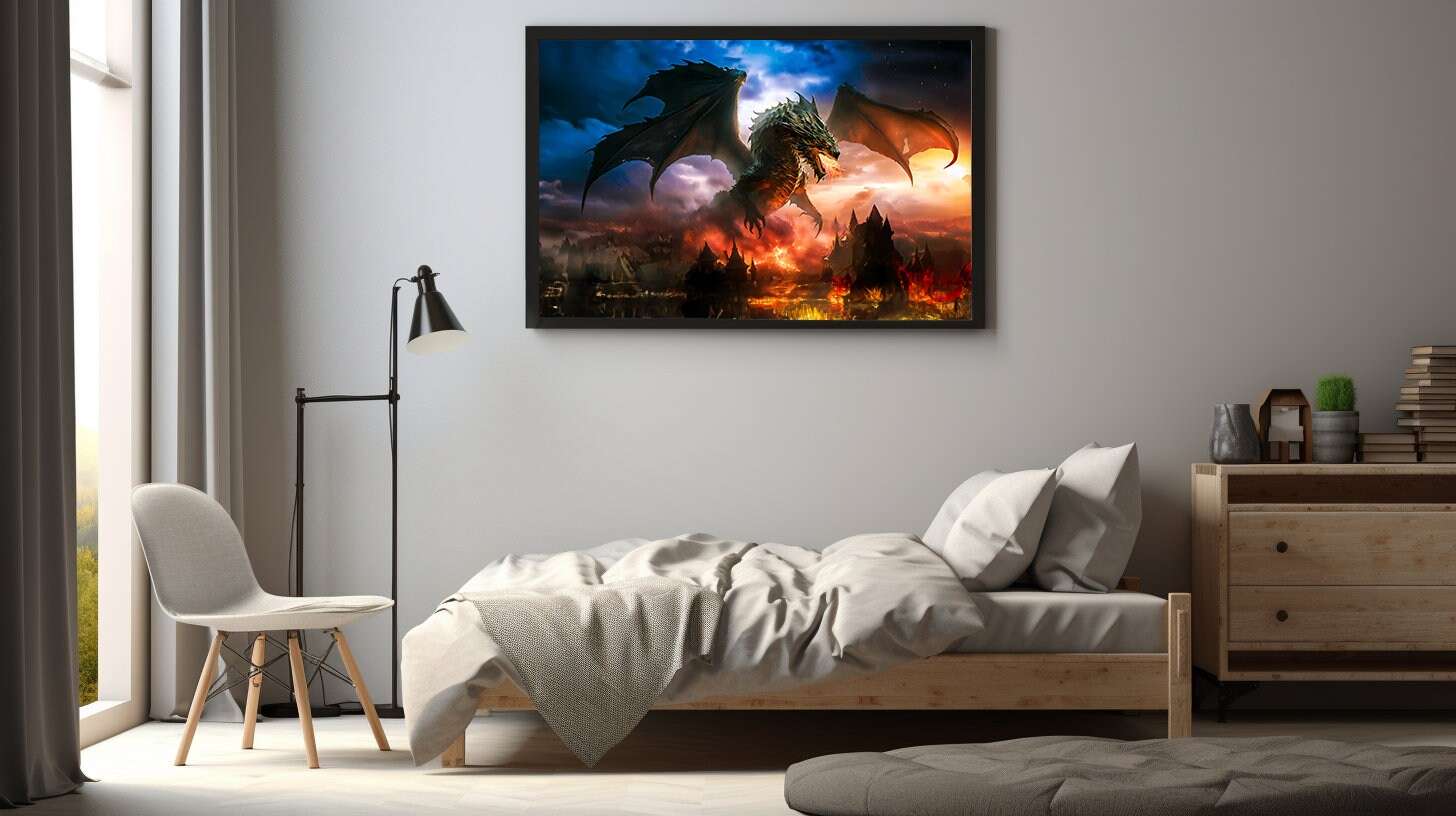 Epic Dragon Flight & Fire Portrait Wall Art Print